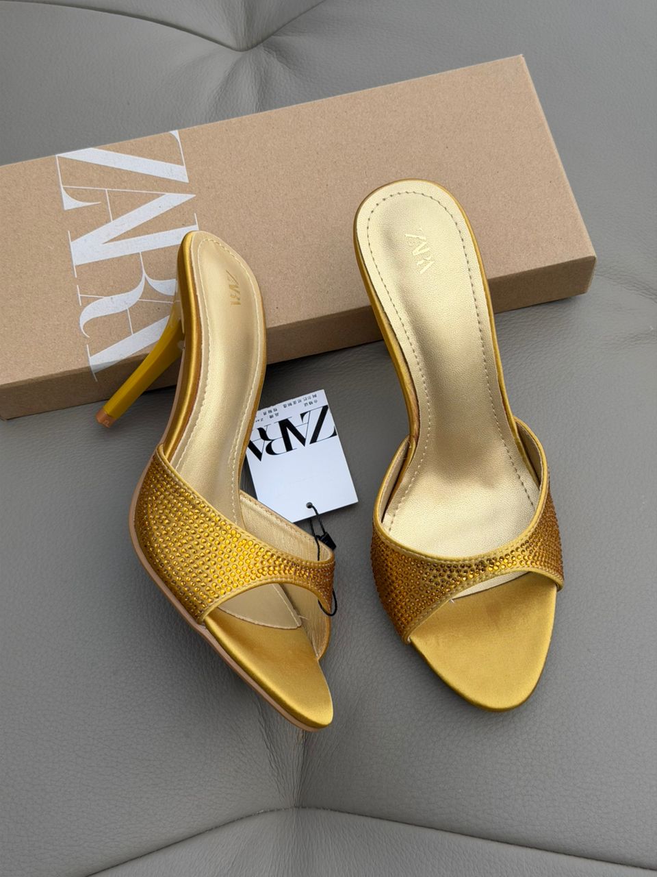 Zara Sparkling Rhinestone High-Heel Mules