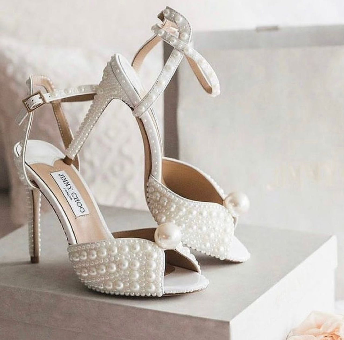 Jimmy Choo Sacaria Pearl-Embellished Satin Pumps with Ankle Strap